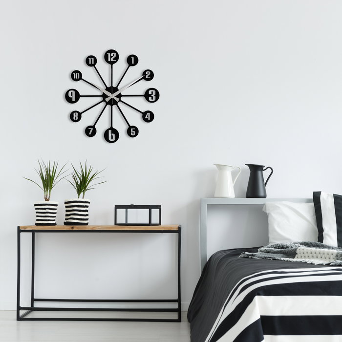 Wallity Enzoclock - S014 Reloj de Pared de Metal Negro